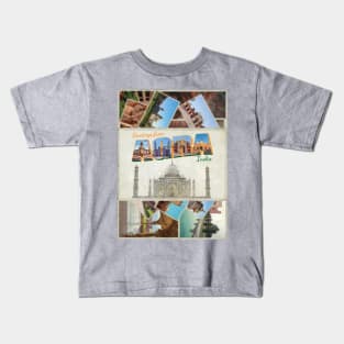 Greetings from Agra in India Vintage style retro souvenir Kids T-Shirt